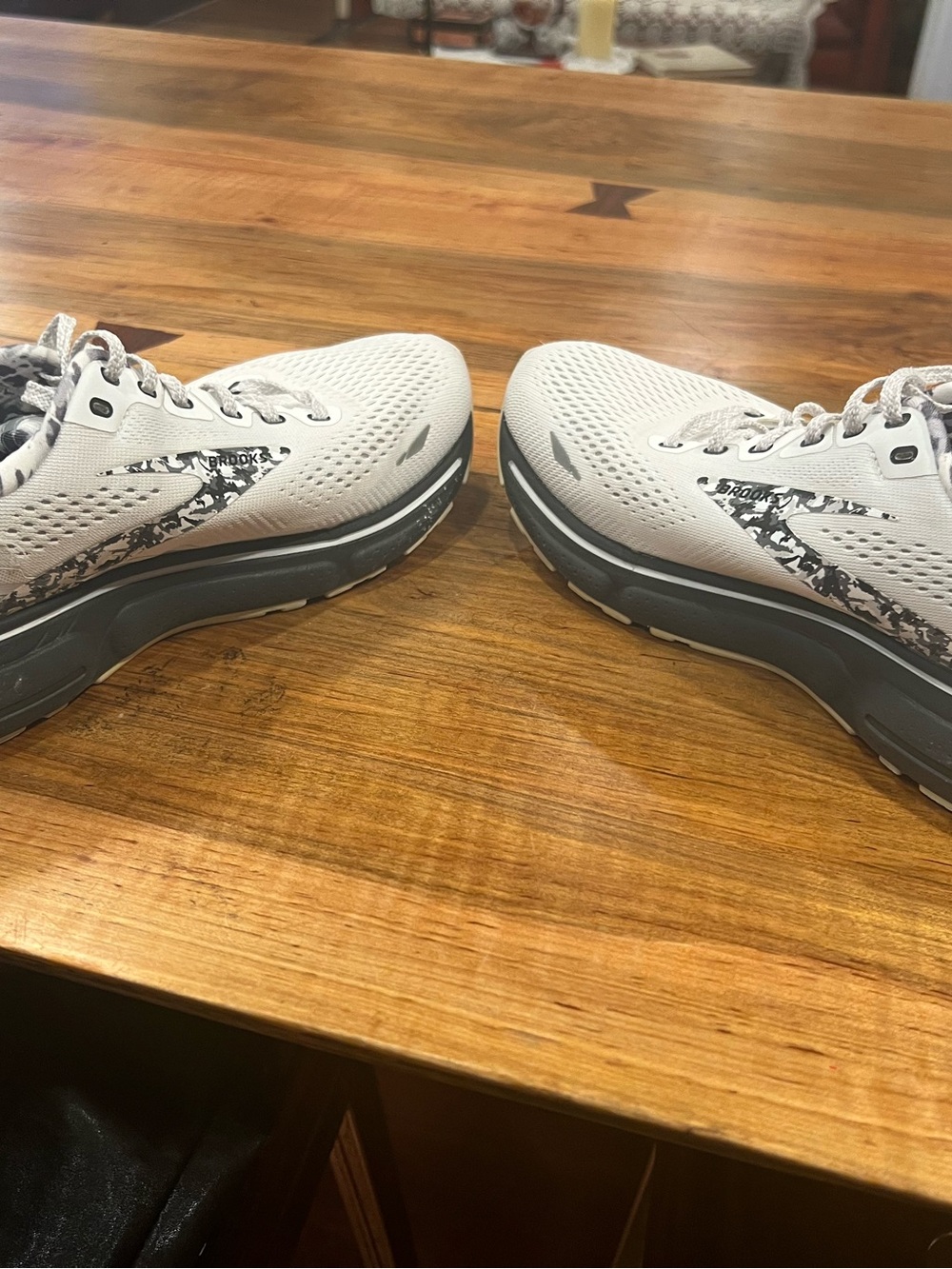 Brooks Ghost White and Gray Men's Running Sneakers - Picture 5 of 8
